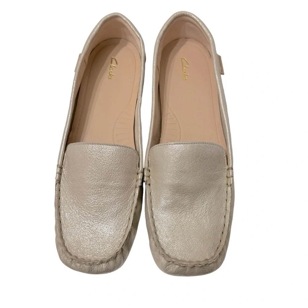 Clarks Women's Freckle Walk Mule, Champagne Leather Flats‎ Sz 9